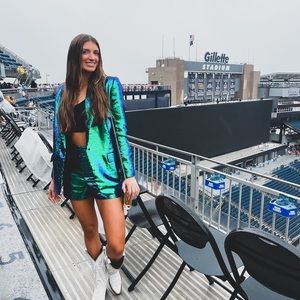 NADINE MERABI matching blazer and shorts set